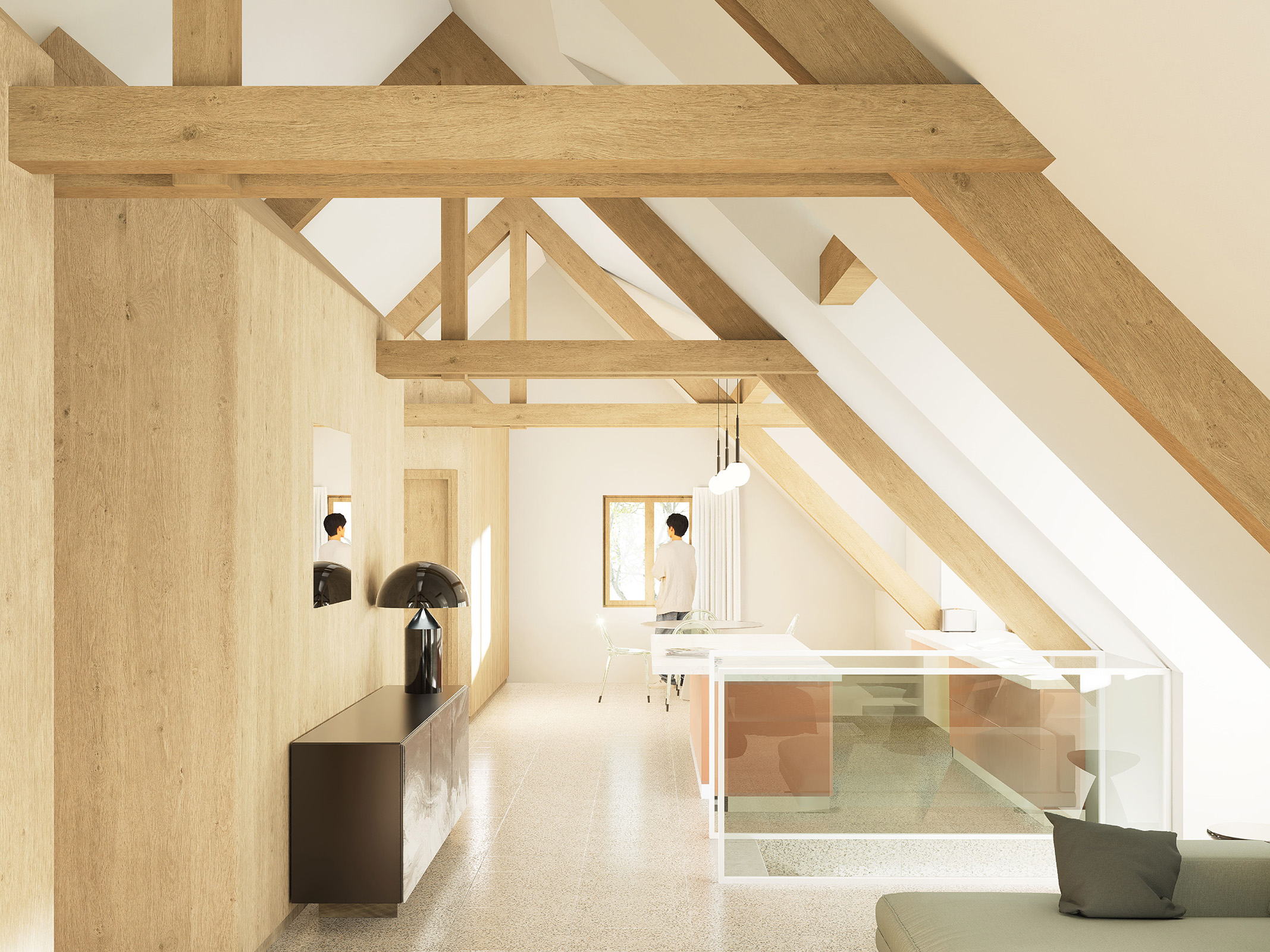 Aménagement de combles en logement à Muttersholtz en Alsace - Numen Architecture